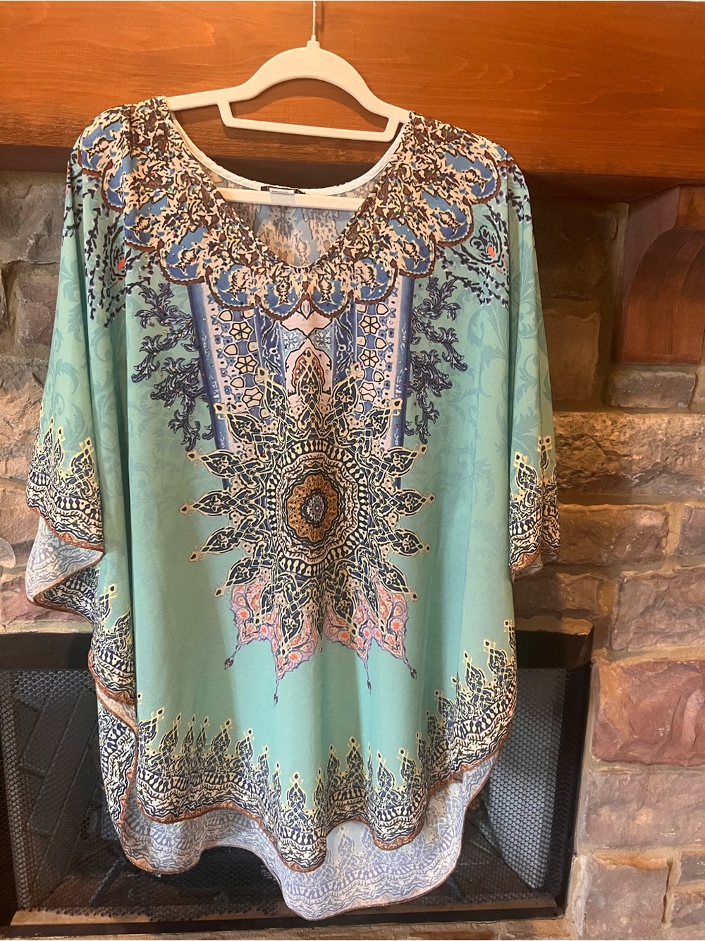 Twig & arrow Bohemian Mint Green Paisley Print Tunic size XL
